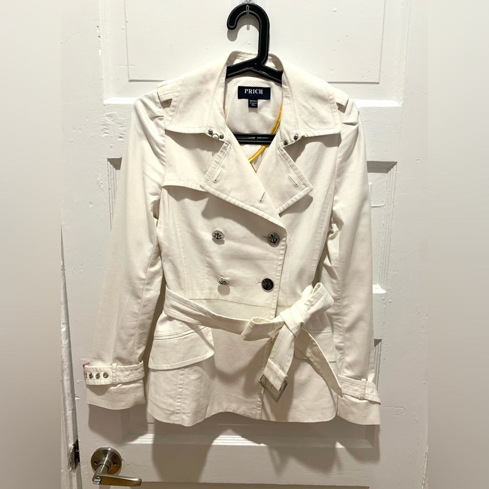 Women's White Double-Breasted Trench Coat